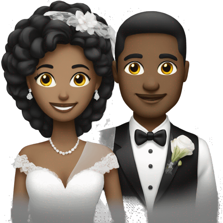 black and white bride and groom emoji