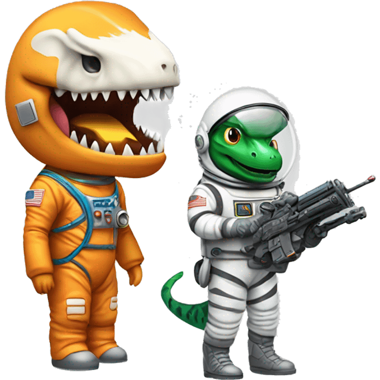 astronaut, t-rex and toy solider emoji