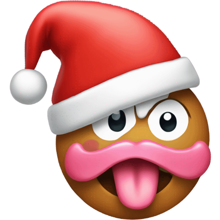 Tongue Sticking out emoji with Santa hat emoji