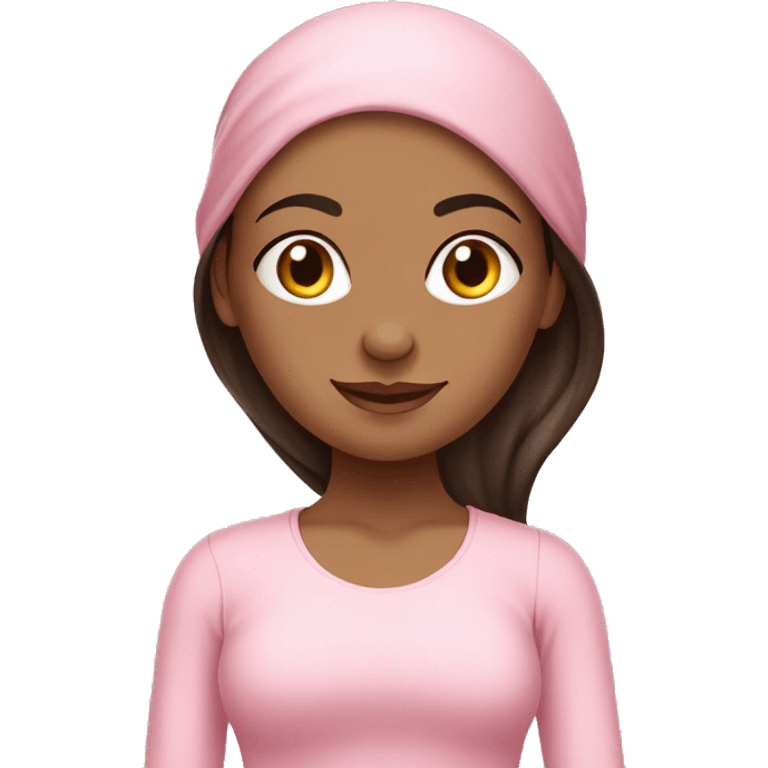 brunett yoga girl light pink clothes n emoji