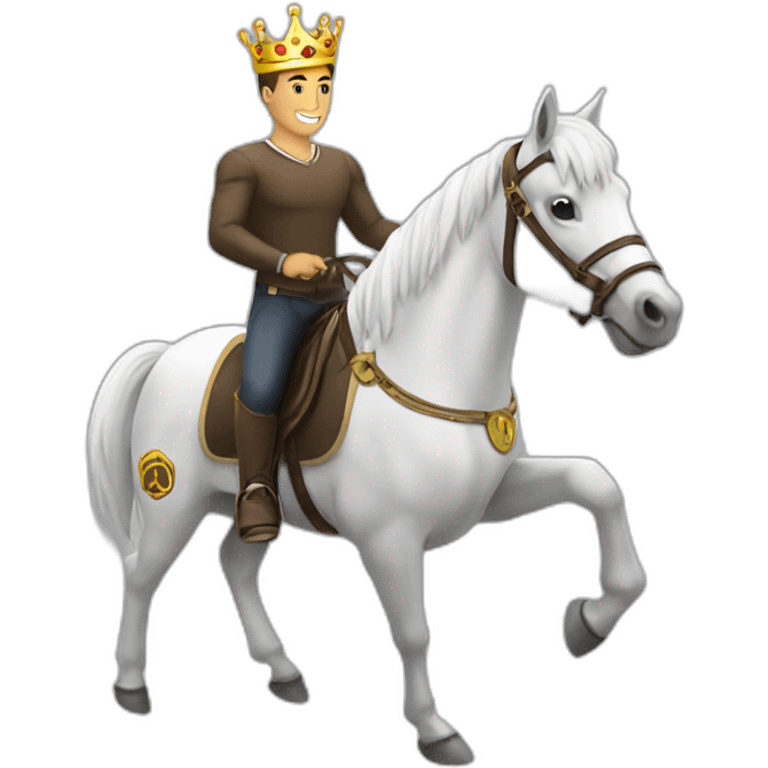 Ronaldo avec une couronne sur un cheval blanc emoji