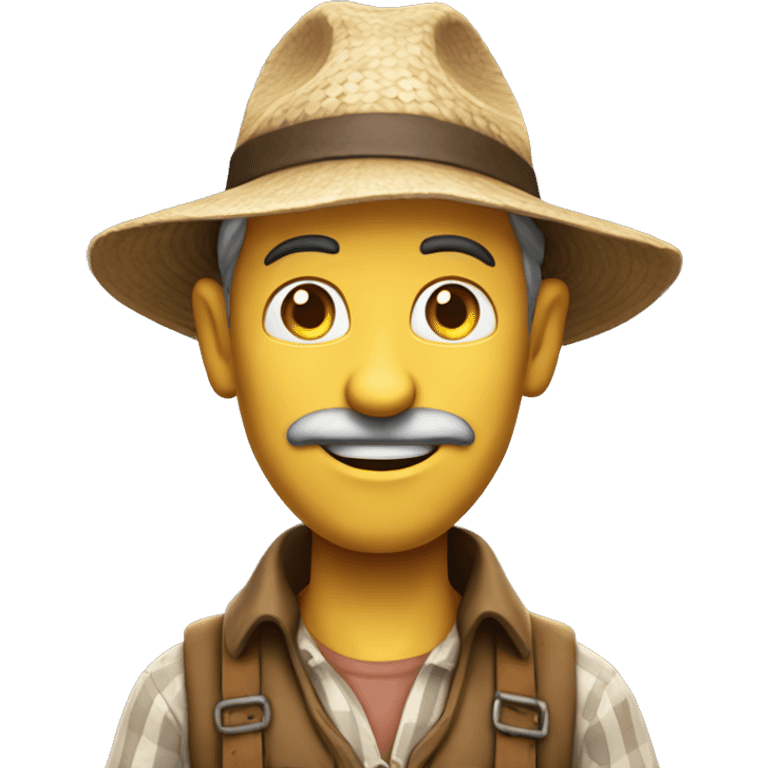 Realistic toon Human Adult Farmer, toon match game 3D character rendered emoji