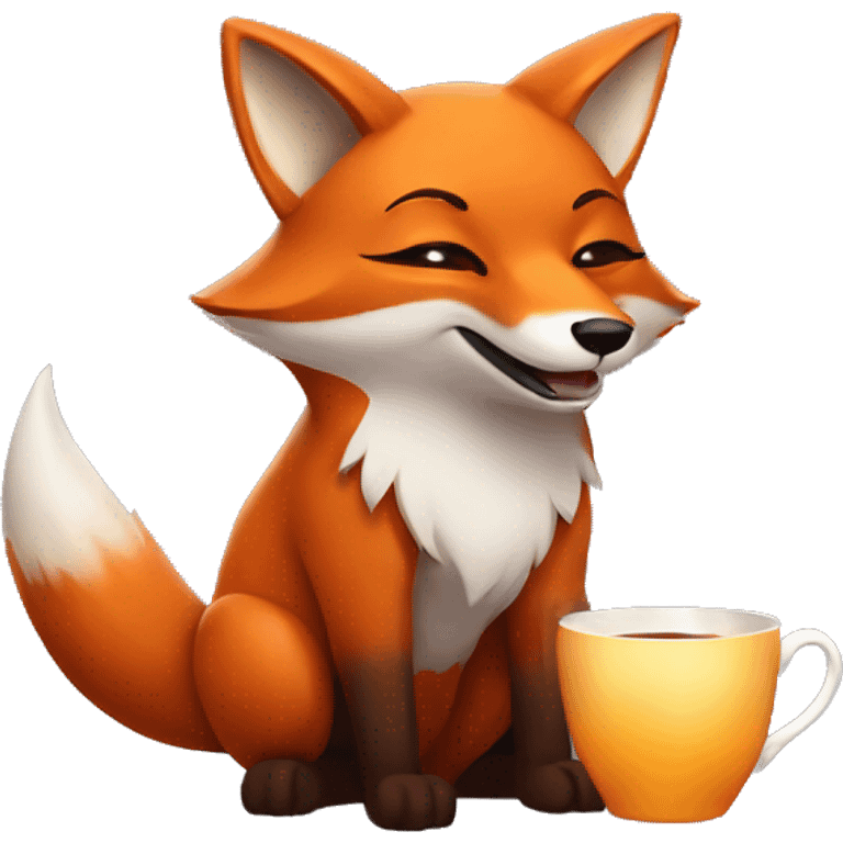 a fox with hot tea emoji