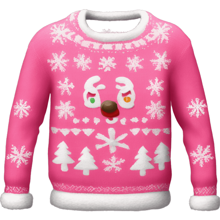 Realistic pink ugly Christmas sweater isolated full image  emoji