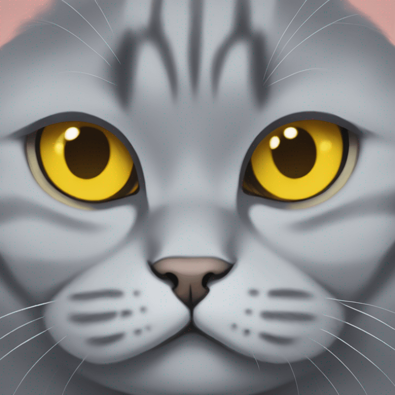 Chubby grey british shorthair cat with yellow eyes  emoji