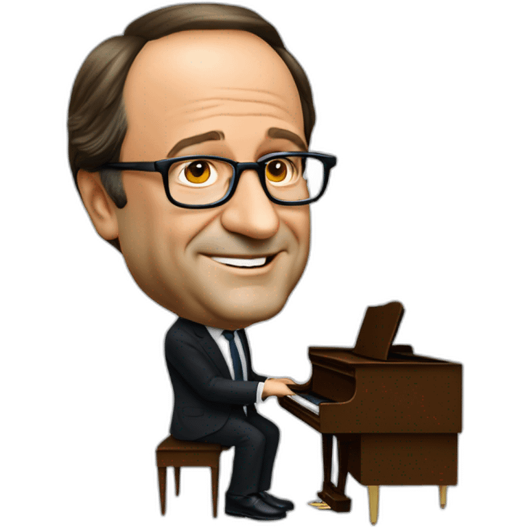 Francois Hollande debout qui fait du piano emoji