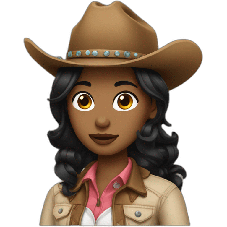 cowgirl straight black hair emoji