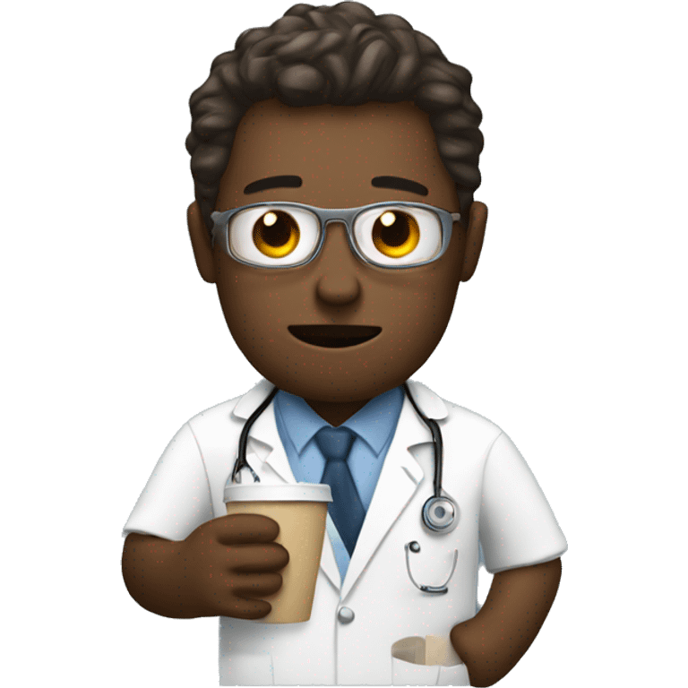 Tired doctor with a coffee cup emoji