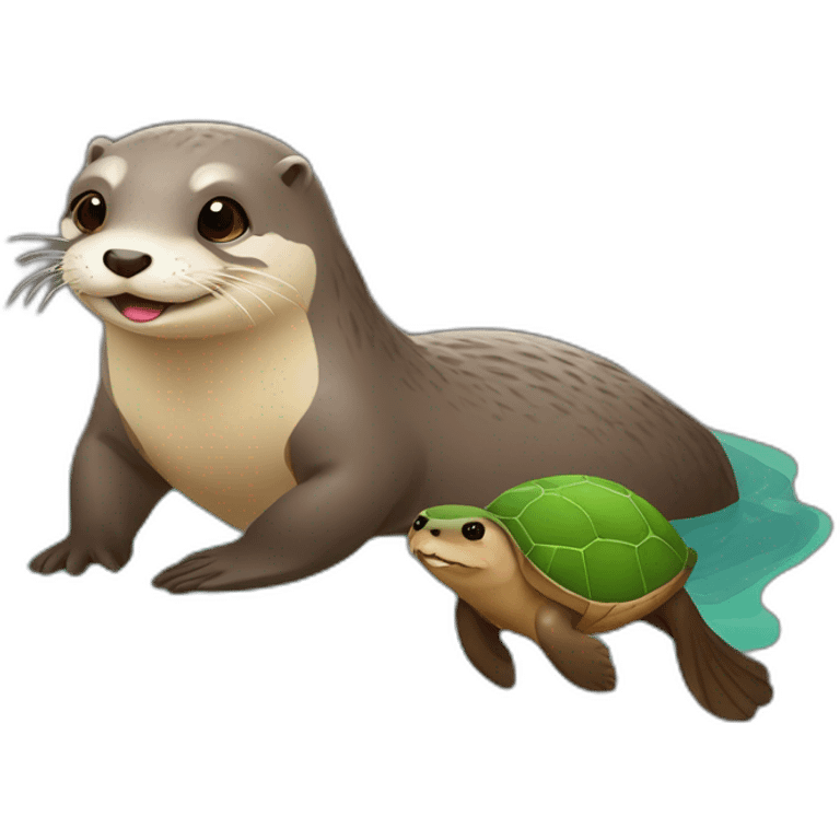 Loutre avec une tortue emoji