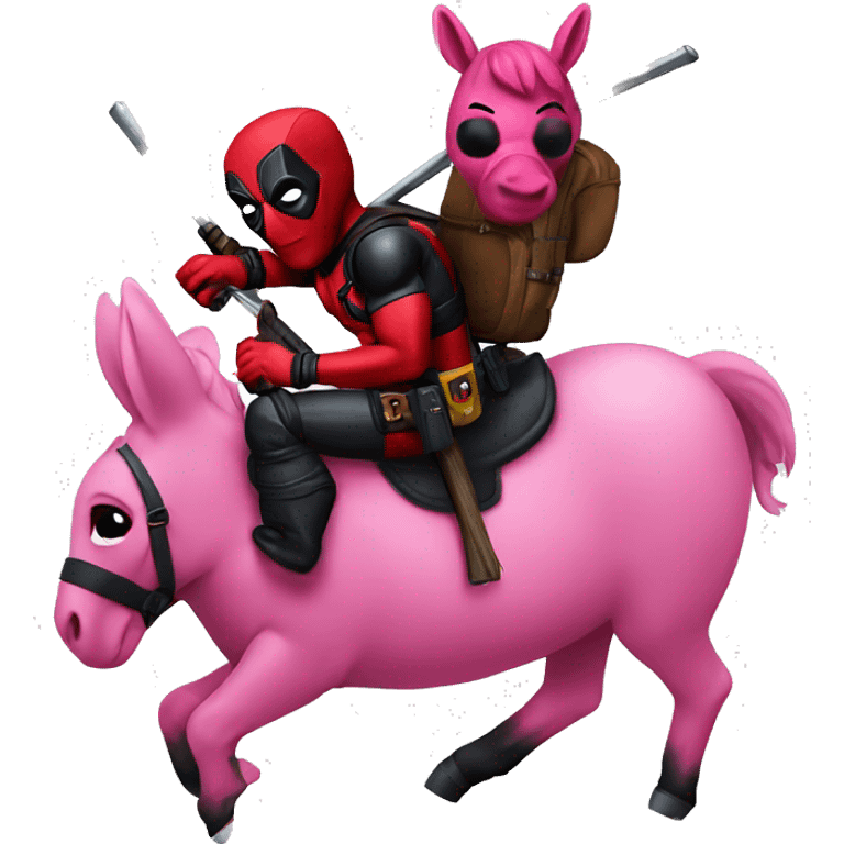 Deadpool riding pink donkey emoji