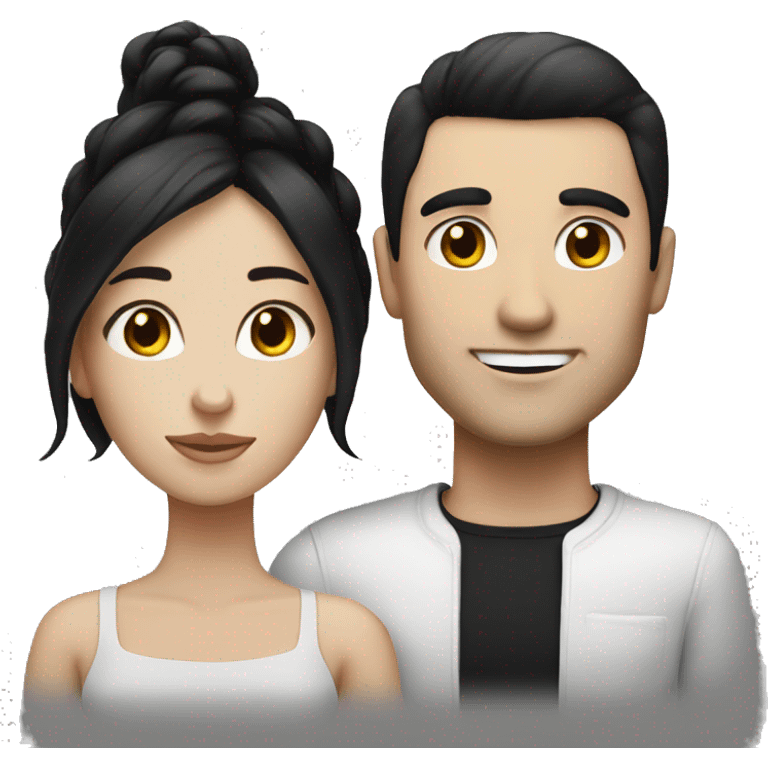 white skin couple both with black hair emoji