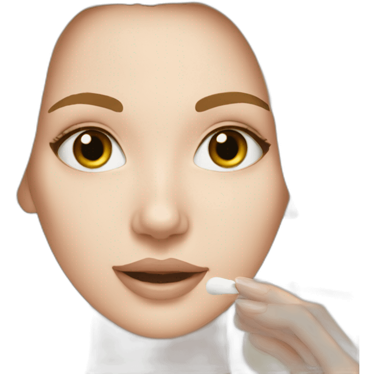 white girl applying cosmetic cream on face emoji