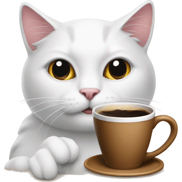 Cat with coffee And shothun emoji