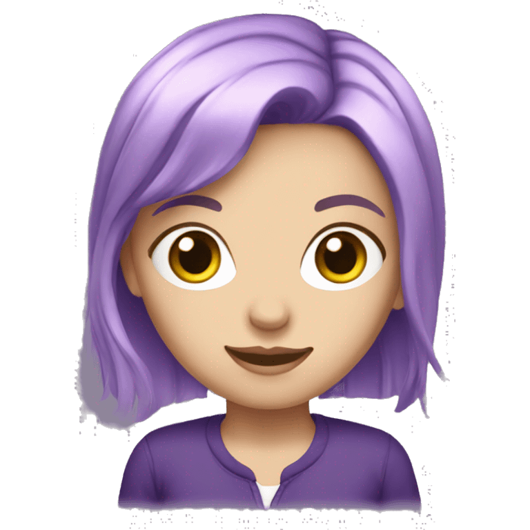 white girl with purple hair short bagsn emoji