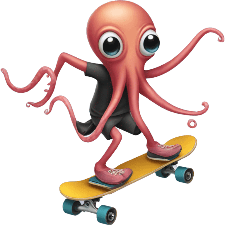 A squid riding a skateboard emoji