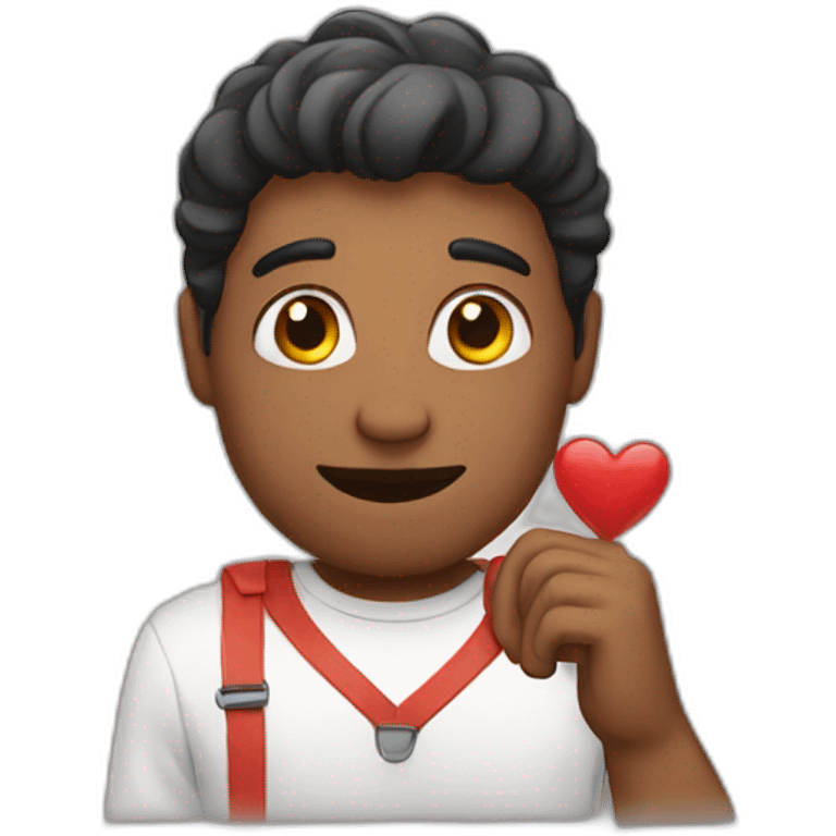 guy holding love emoji