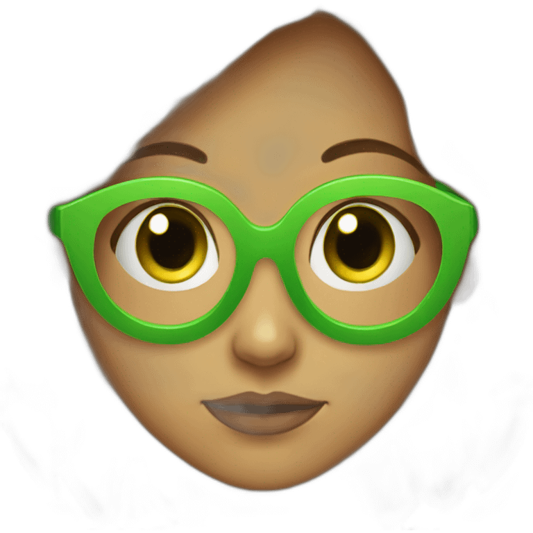 Girl with green alien glasses emoji