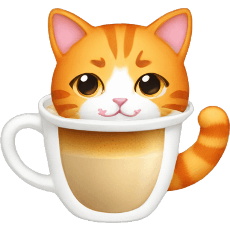 Orange cat with latte emoji