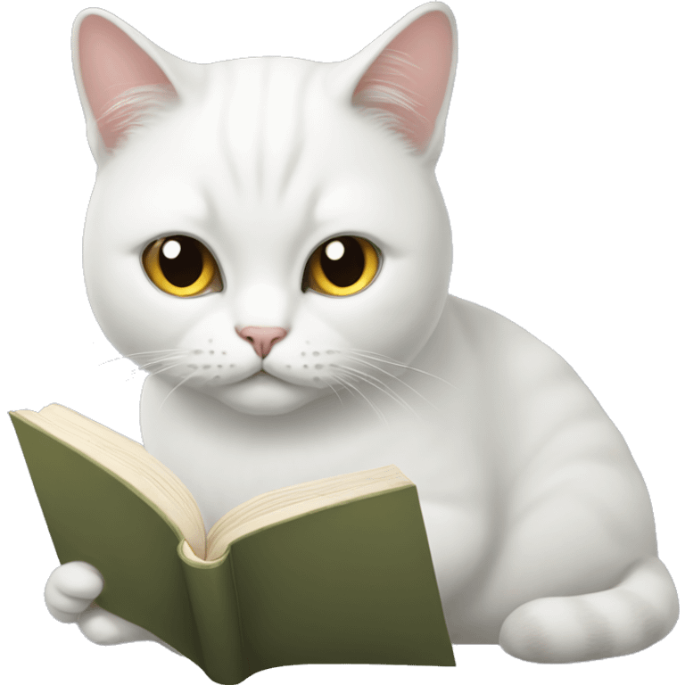 White British cat reading a book  emoji