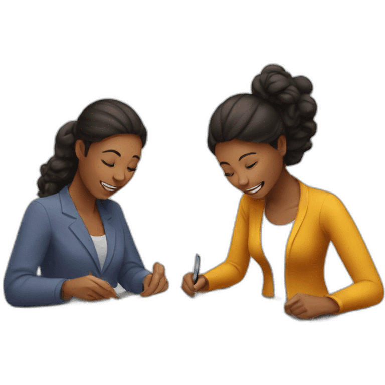 two women filling paperwork emoji