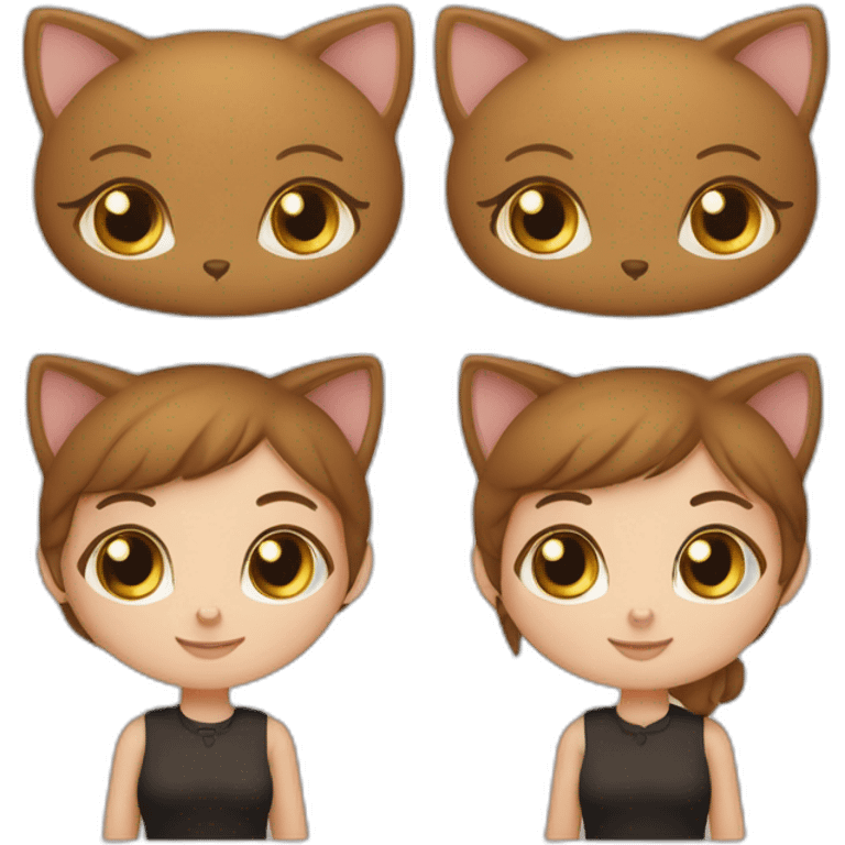 Ein mädchen mit einer braun-weis-hellbraun und schwarzen katze aber nur eine katze emoji