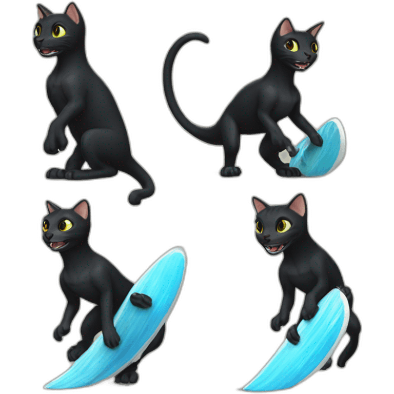 Black cat trex surf emoji