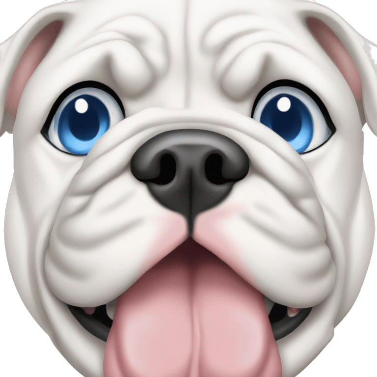 Please create a white English bulldog with blue eyes emoji