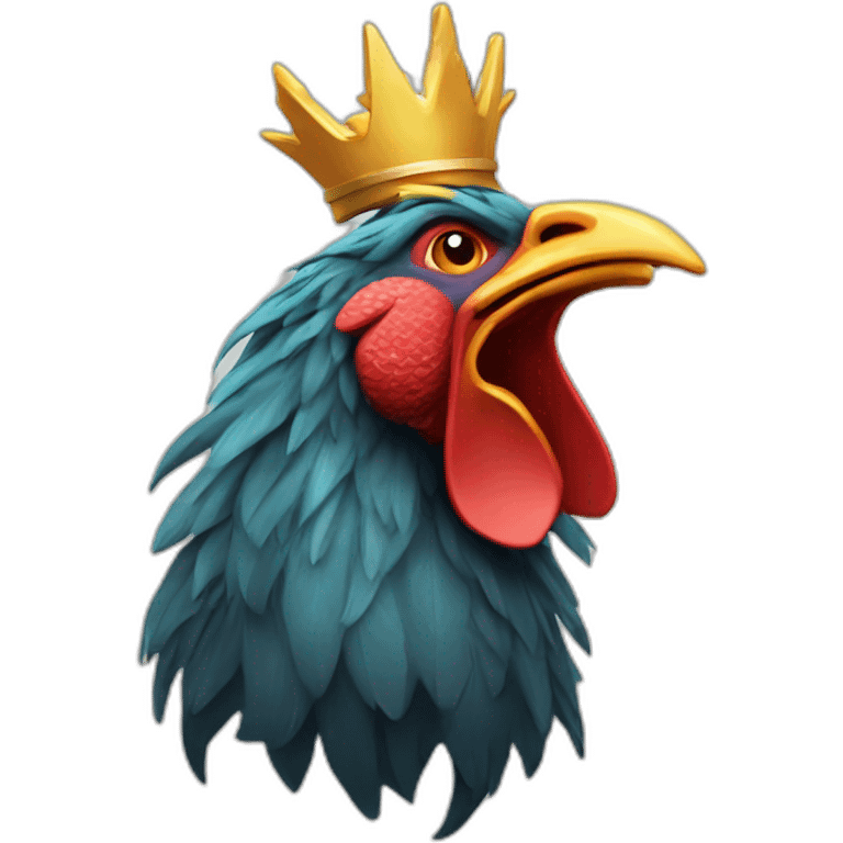 howling rooster with a crown on its head emoji