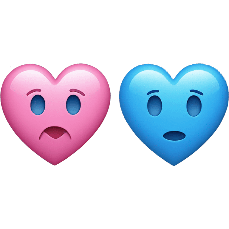 Blue heart and a pink heart emoji