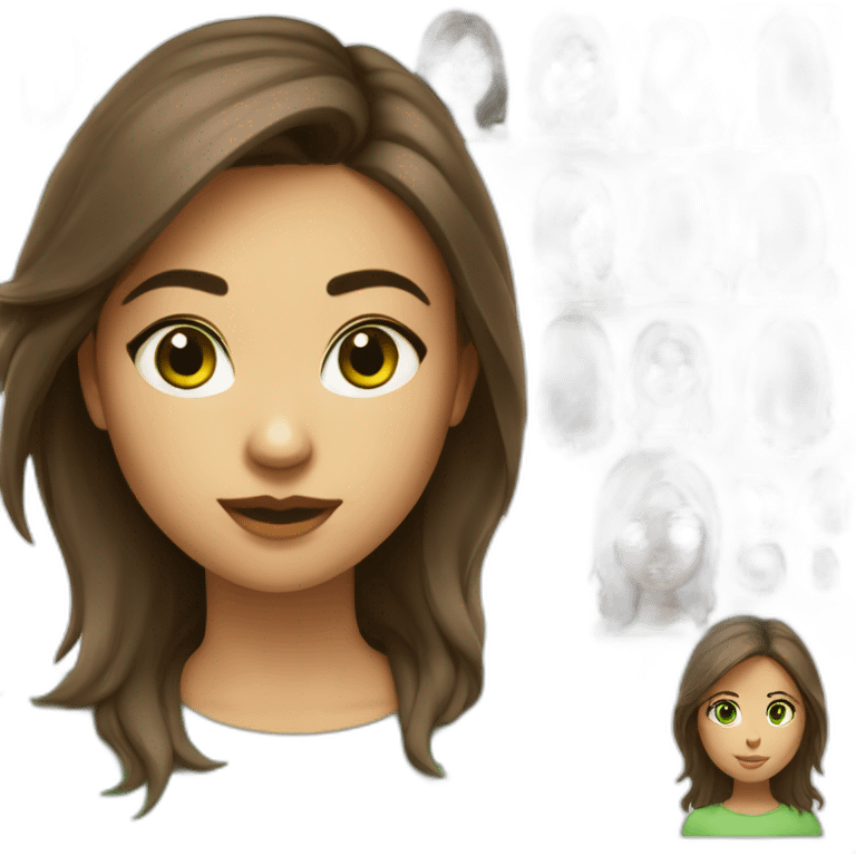 Femme brune cheveux mi-long avec yeux vert emoji