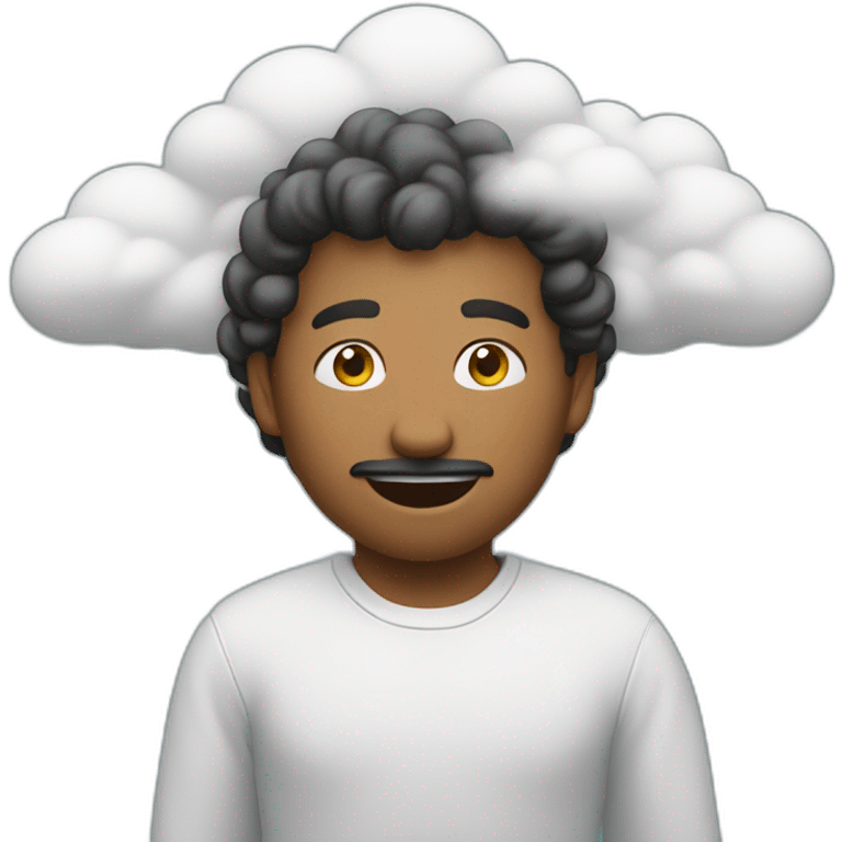 person with his hands on his hips riding a cloud (behind angle) emoji