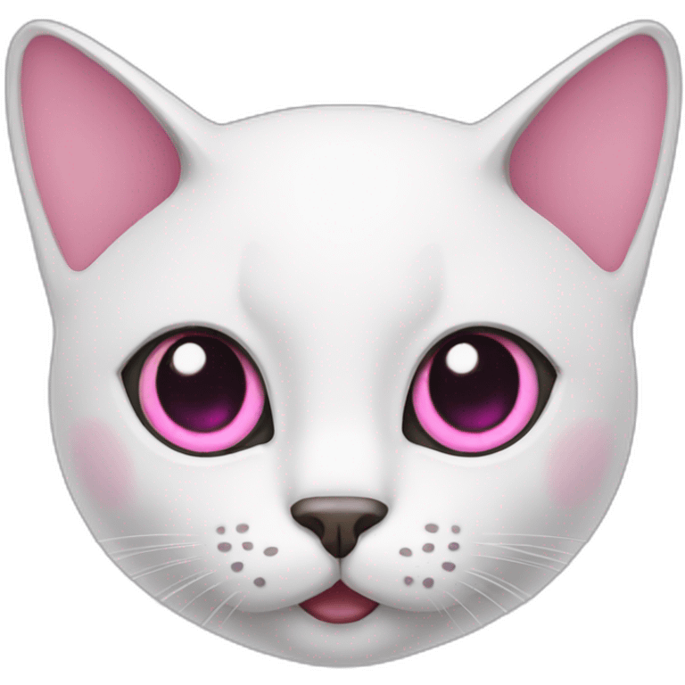 Cat with pink eyes emoji