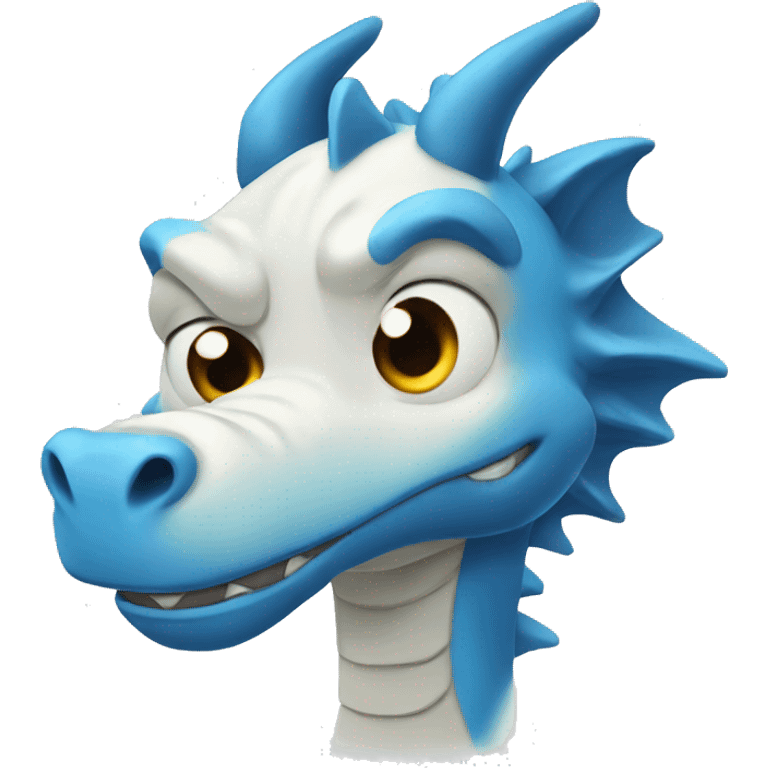 A blue dragon in a white T-shirt with wrinkles on his forehead, experiencing stress and nervousness emoji