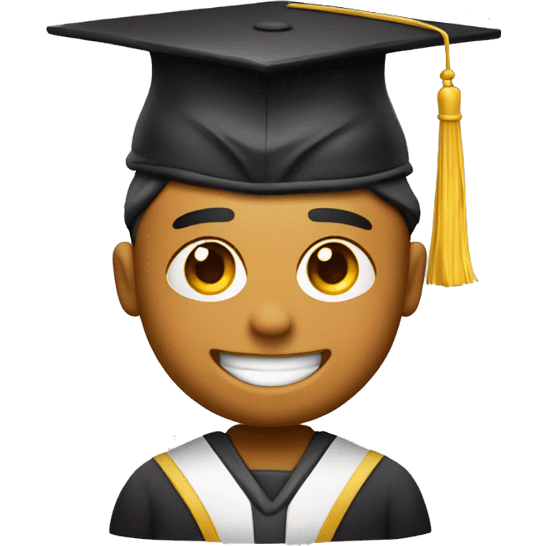 Emoji de un estudiante con una gorra de graduación y una gran sonrisa. emoji