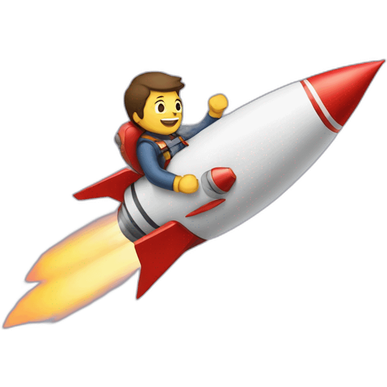 A developer riding a rocket emoji