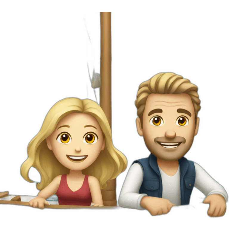 White Man and white women on a sail boat emoji