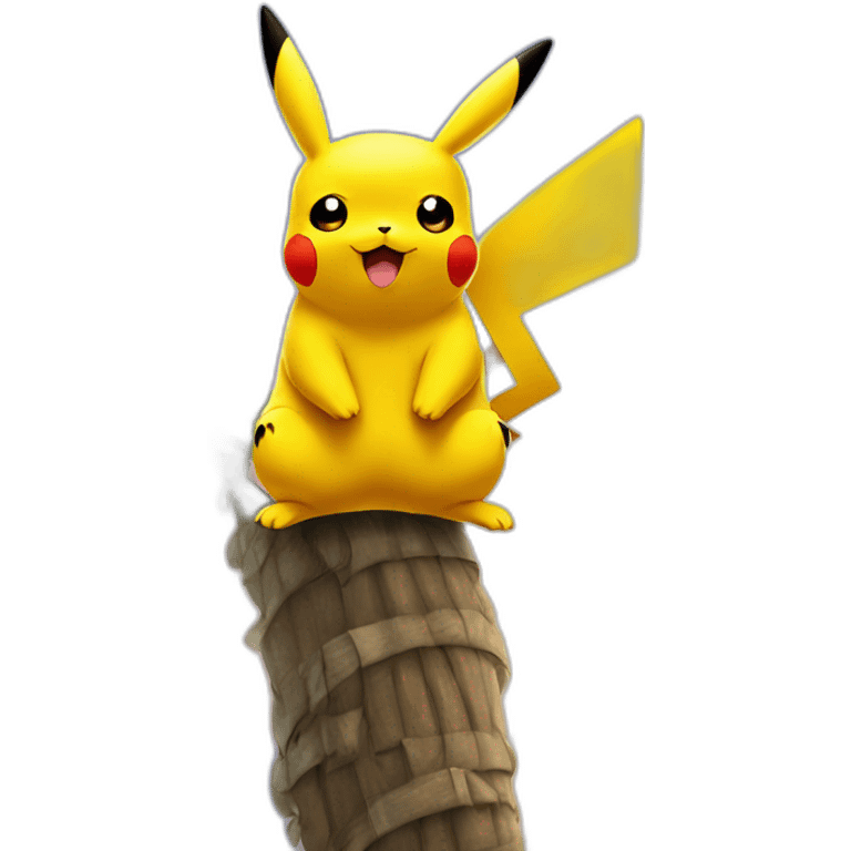 pikachu sitting atop palm tree emoji