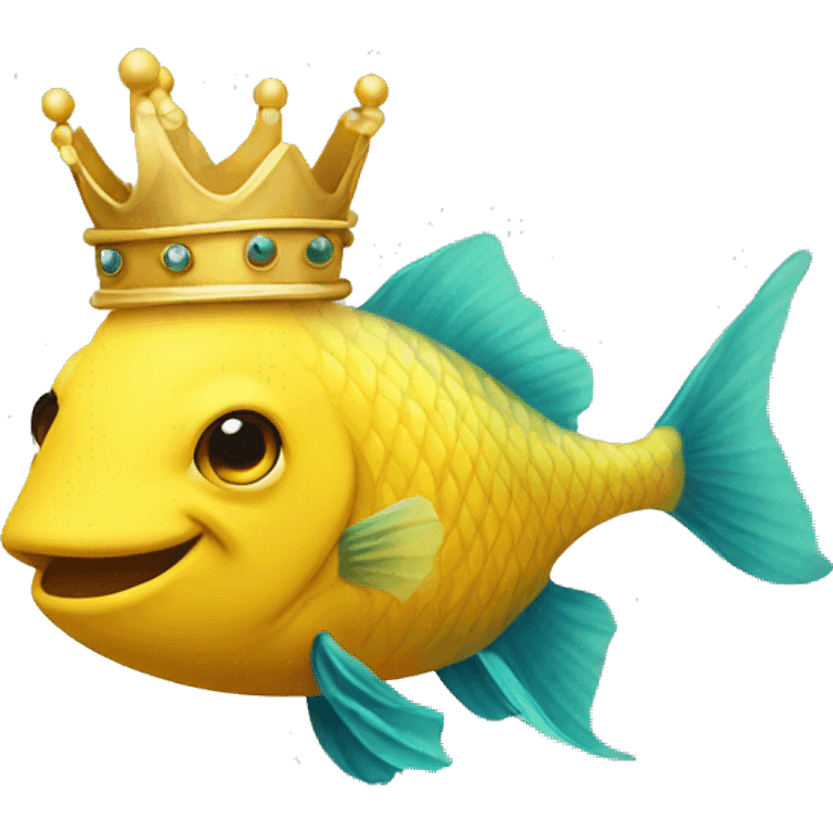 yellow fish with crown emoji