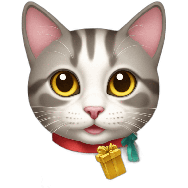 color point cat with present emoji