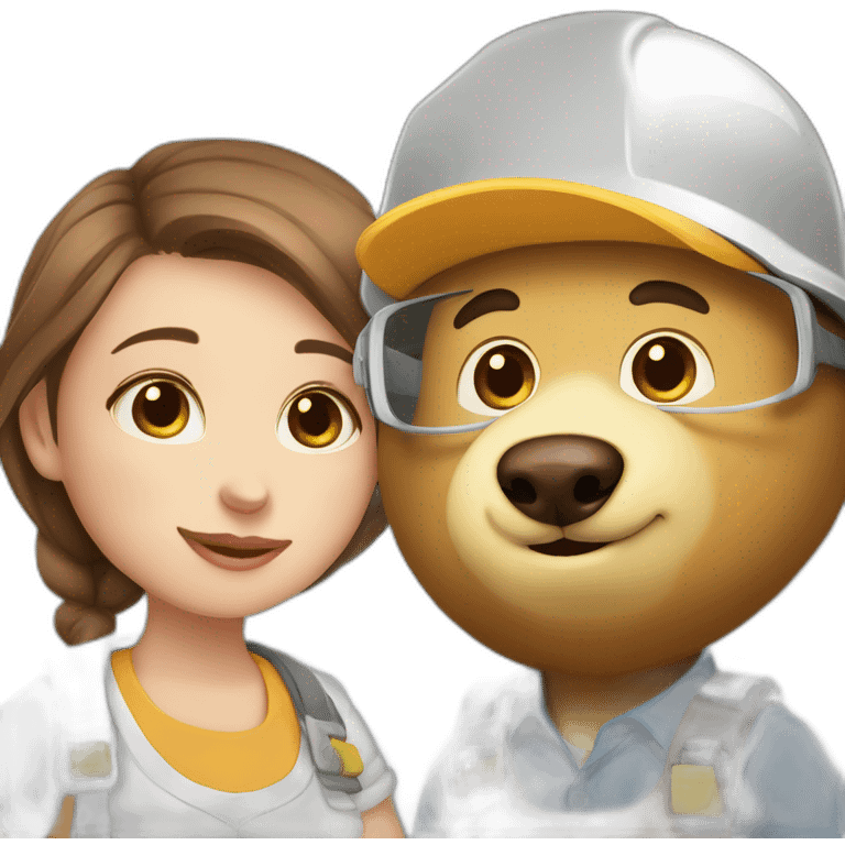 cute architect milk sow bear & cute engineer mocha bear emoji