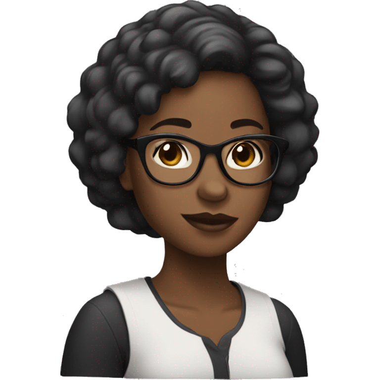 black girl with short hair and glasses emoji