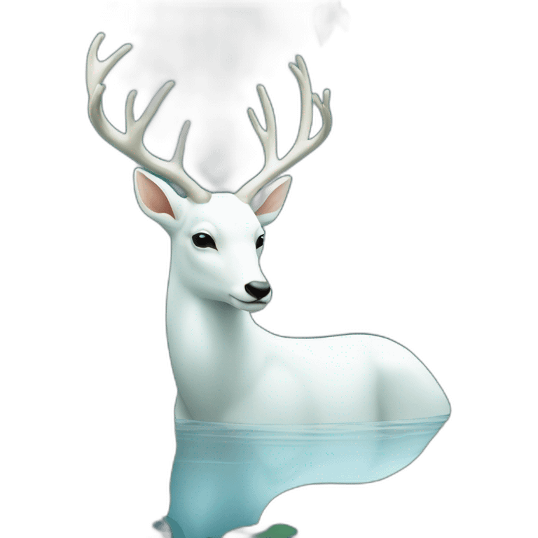 white deer reflected in the water mirror emoji