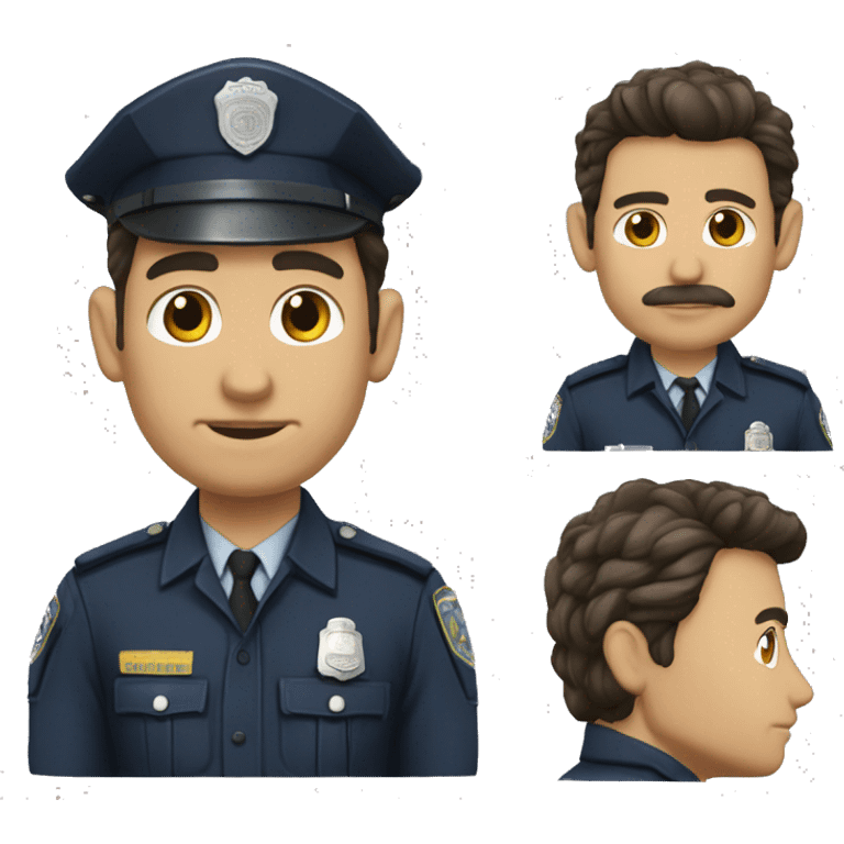 policía guapo moreno de pelo y de piel emoji