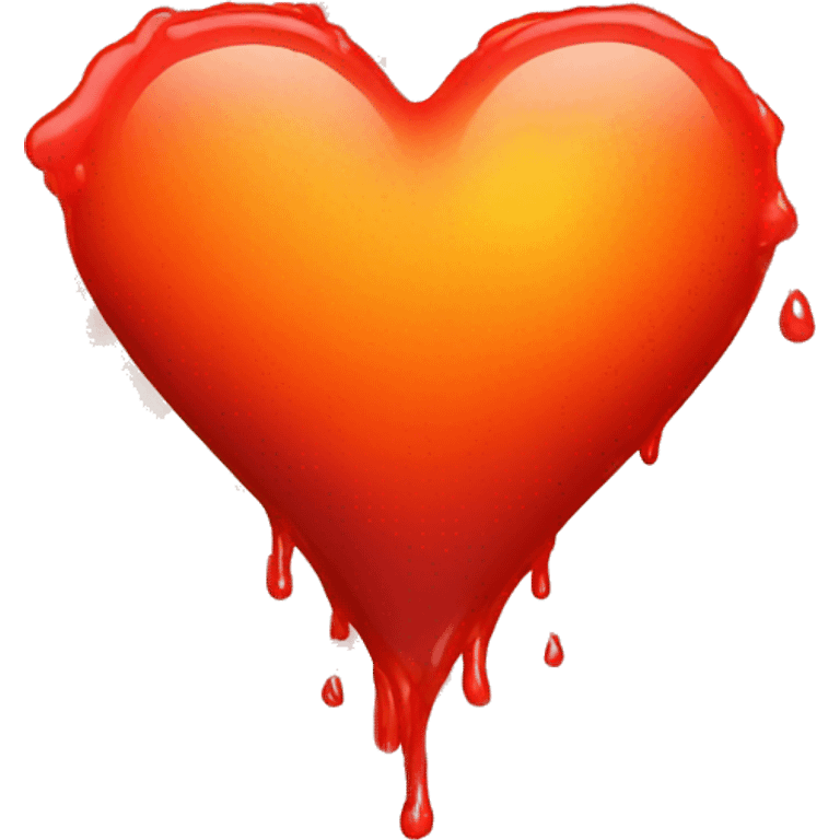 bleeding red heart shape glowing red-orange emoji