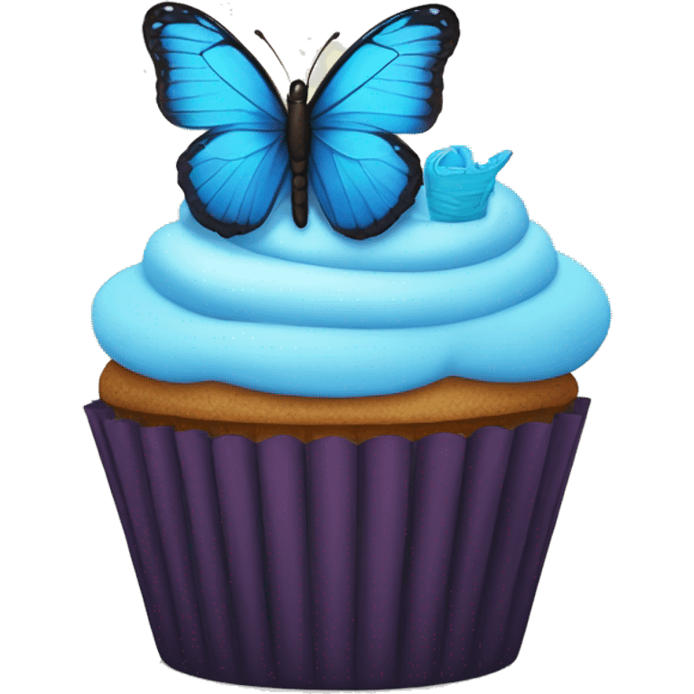 Cupcake with blue butterfly on top emoji