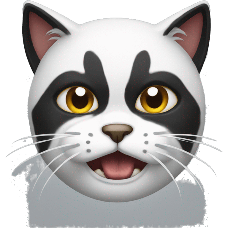 Angry white-black cat emoji