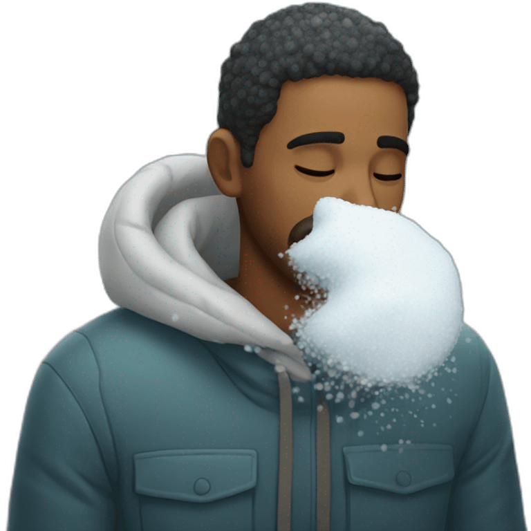 Man smelling snow emoji