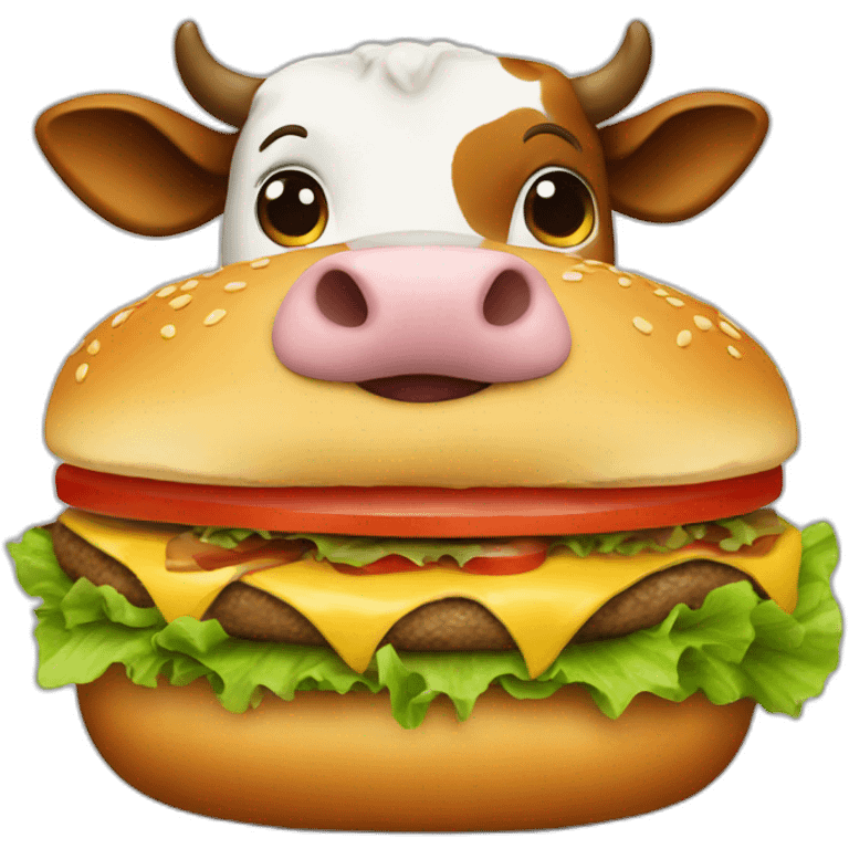 Cow with burger emoji