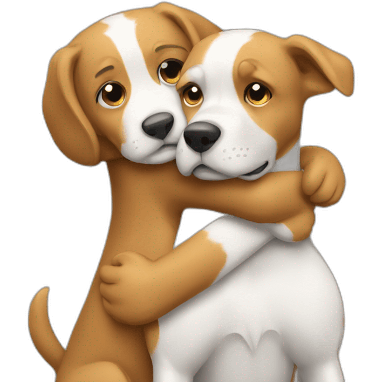 Hug between dog and cad emoji