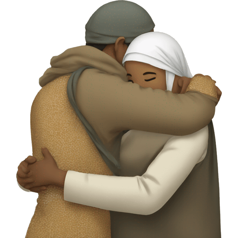 Muslim people hugging emoji